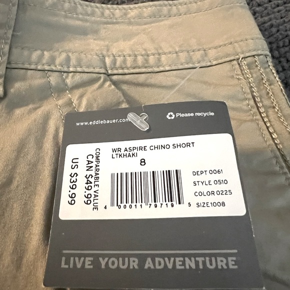 NEW WITH TAGS, Eddie Bauer tan shorts,  Size 8,  Retail $39.99 - Picture 3 of 4